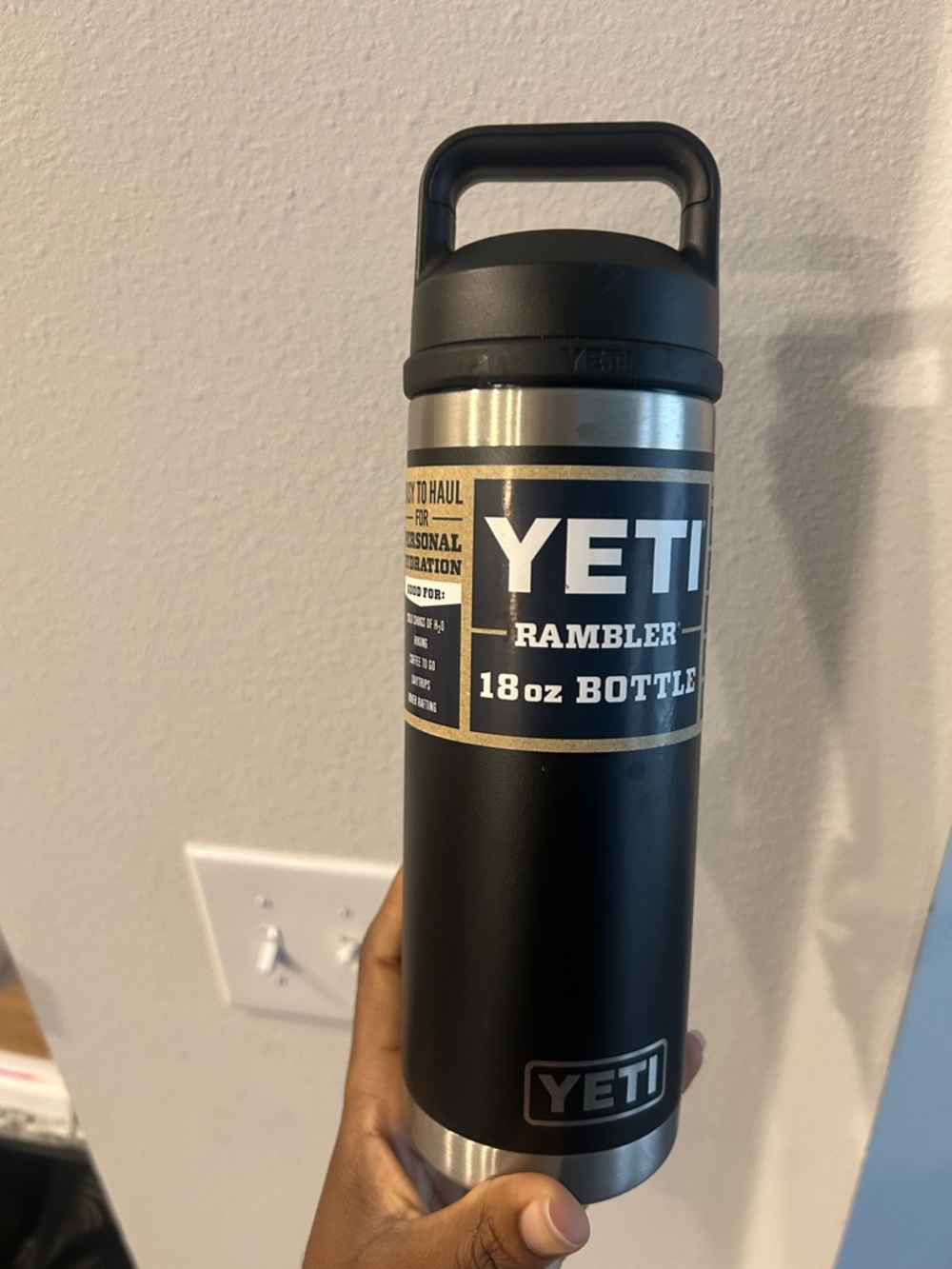 Yeti Rambler 18oz Bottle – Matte Black with Stainless Accents